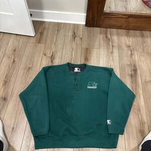 Vintage 90s Starter Blank Pullover Sweatshirt Green